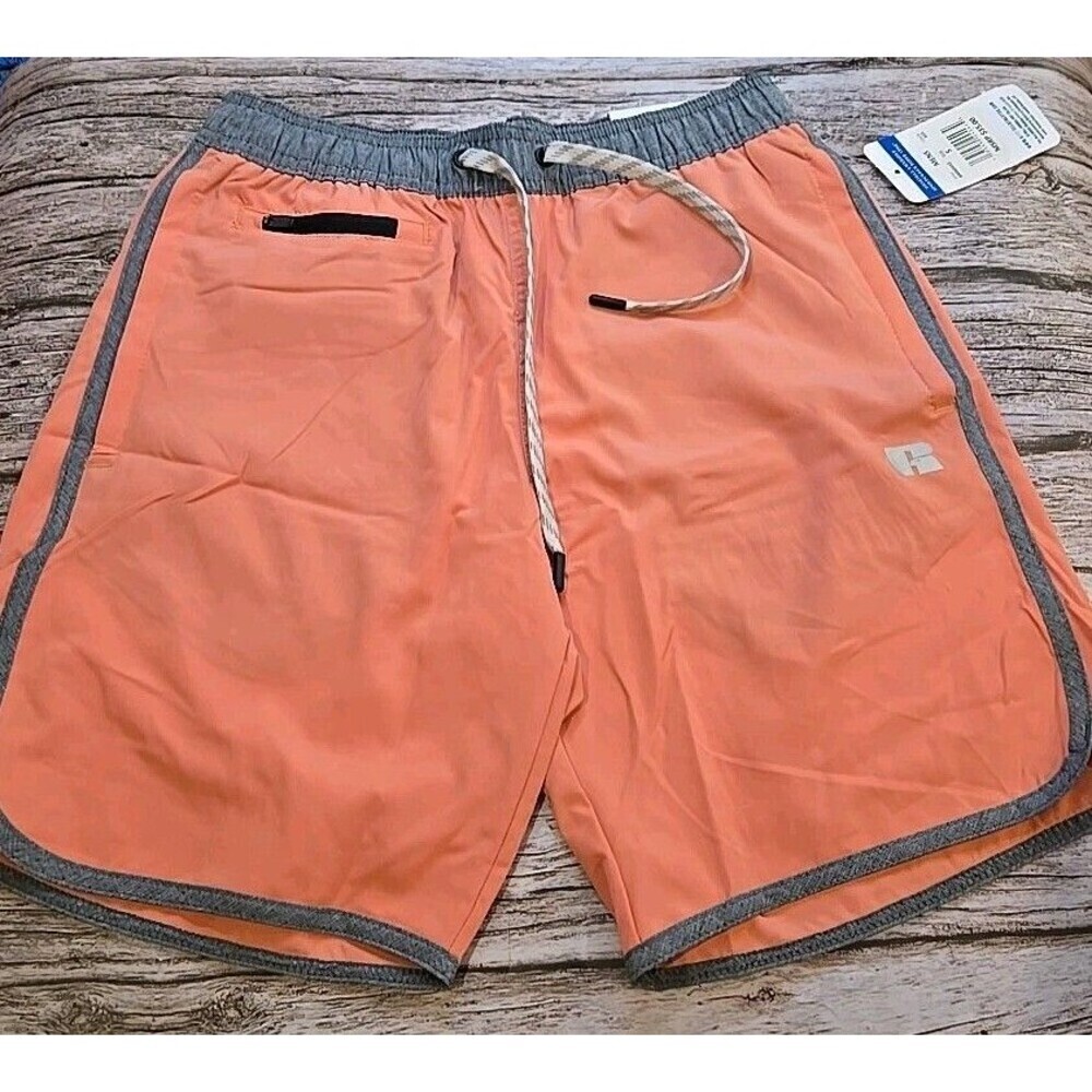 Russell Athletic Mens Sz Small Coral/Orange & Gray Shorts 8" Inseam NWT (184)